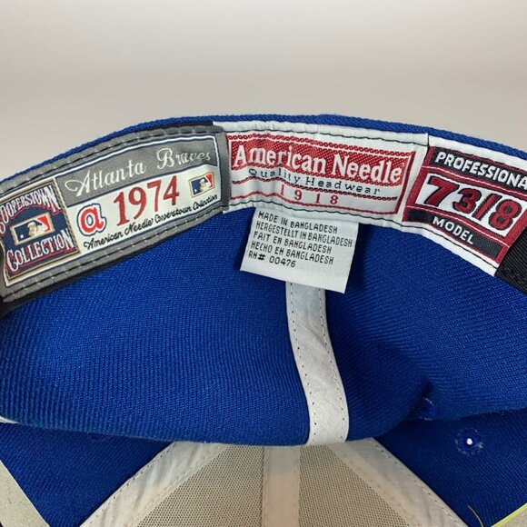 Atlanta Braves MLB Retro 1974 Blue White American Needle Fitted Hat 7 3/8 New - Picture 5 of 6